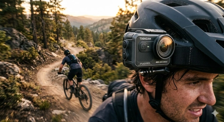 Action camera buying guide — rugged cam mounted on helmet outdoors