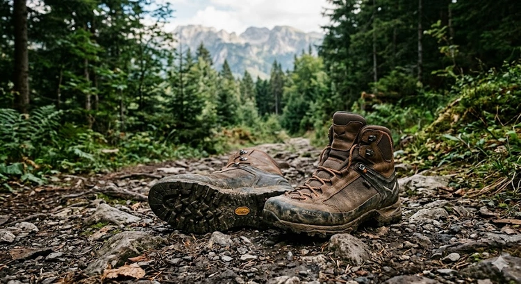 how to choose a hiking boot — multiple boot styles arranged on a wooden surface