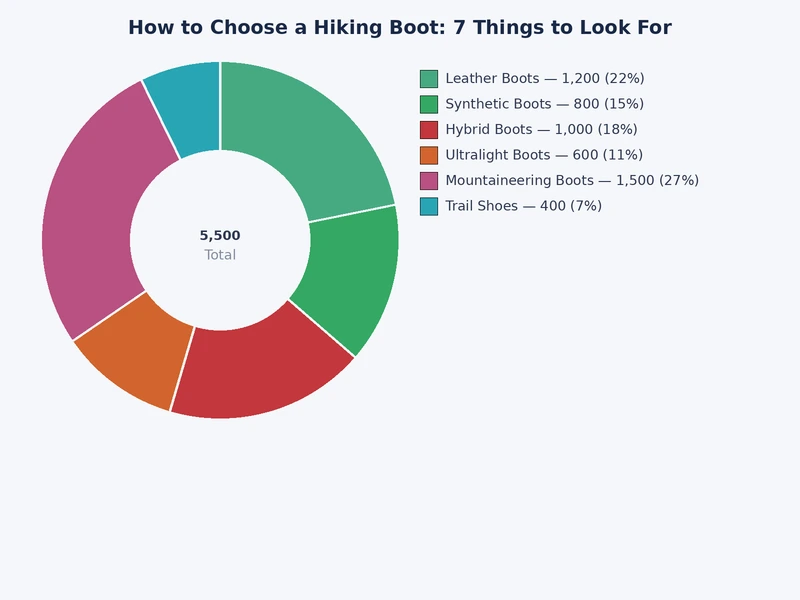 chart comparing hiking boot categories by support level, weight, and terrain suitability