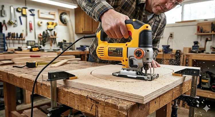 how to choose a jigsaw showing a corded mid-range model with orbital action selector and T-shank blade clamp
