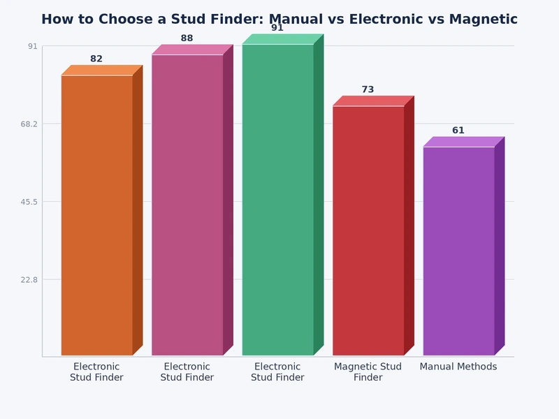 bar chart comparing stud finder types by accuracy, price range, and wall compatibility