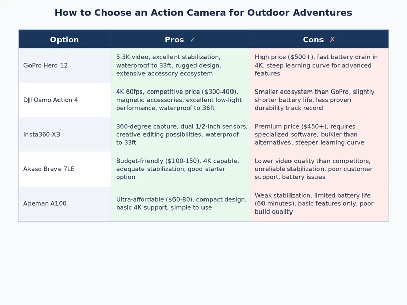 action camera ecosystem comparison showing mount compatibility, accessory breadth, and software support timelines across platforms