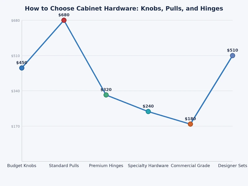 Bar chart comparing popularity of cabinet hardware finishes including brushed nickel, matte black, oil-rubbed bronze, and polished chrome