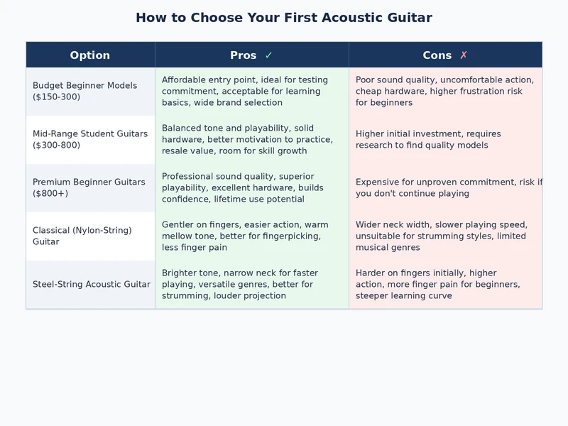 acoustic guitar body shape comparison chart showing dreadnought concert parlor and classical options