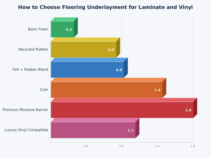 bar chart comparing IIC acoustic ratings of foam cork rubber and combination underlayment types