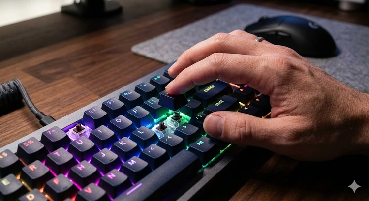 how to choose a mechanical keyboard for gaming or typing — switches, keycaps, and board layouts on a desk