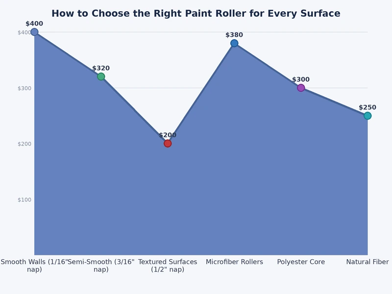Bar chart comparing paint roller nap thickness recommendations by surface texture type