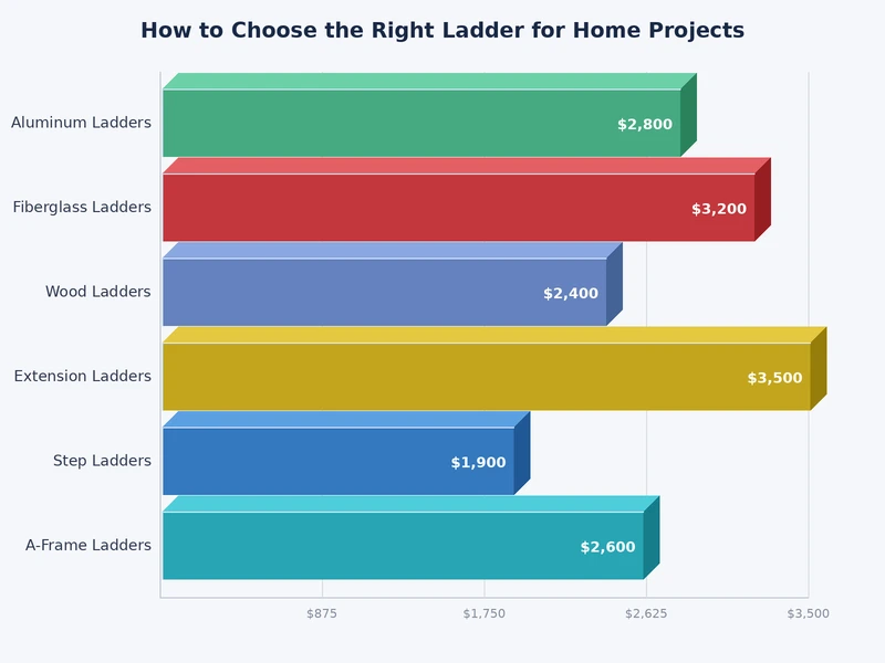 comparison chart of ladder types by duty rating, material, and maximum working height for home use