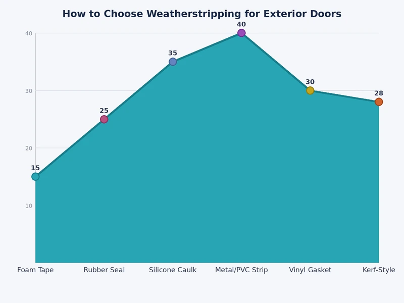 bar chart comparing weatherstripping materials by average lifespan and cost per linear foot