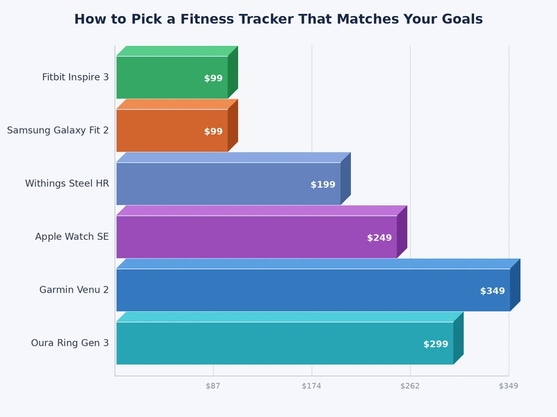 bar chart comparing fitness tracker features across basic, mid-range, and premium price tiers