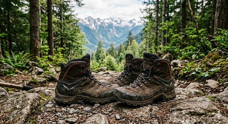 Kayak vs canoe resting side by side on calm lake water