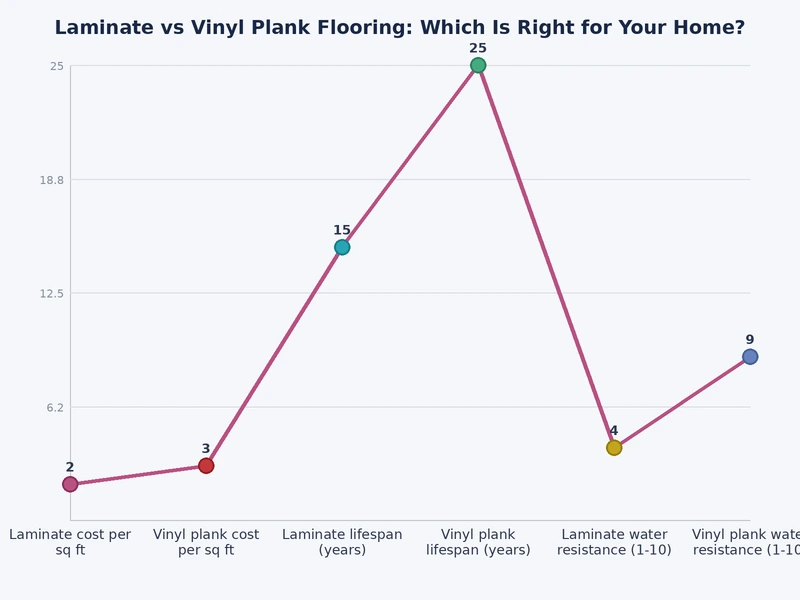 Bar chart comparing installed cost per square foot across budget mid-range and premium tiers for laminate and vinyl plank flooring
