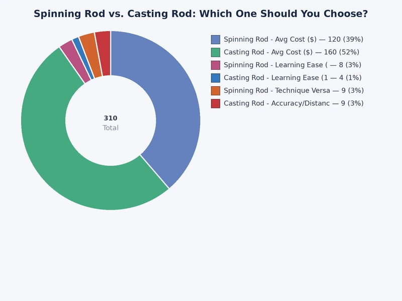 bar chart comparing spinning rod vs casting rod across key performance categories