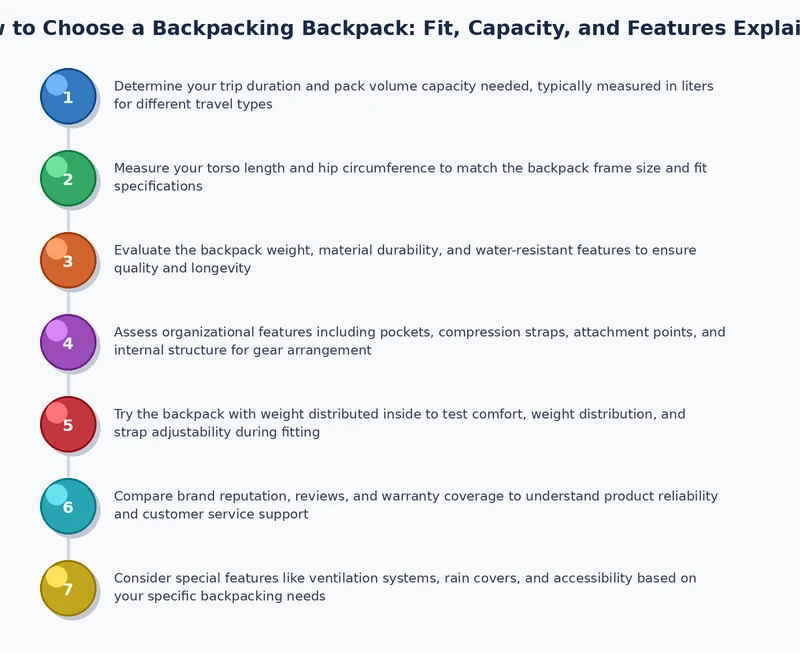 step-by-step fitting process for a backpacking backpack showing torso measurement and hipbelt adjustment