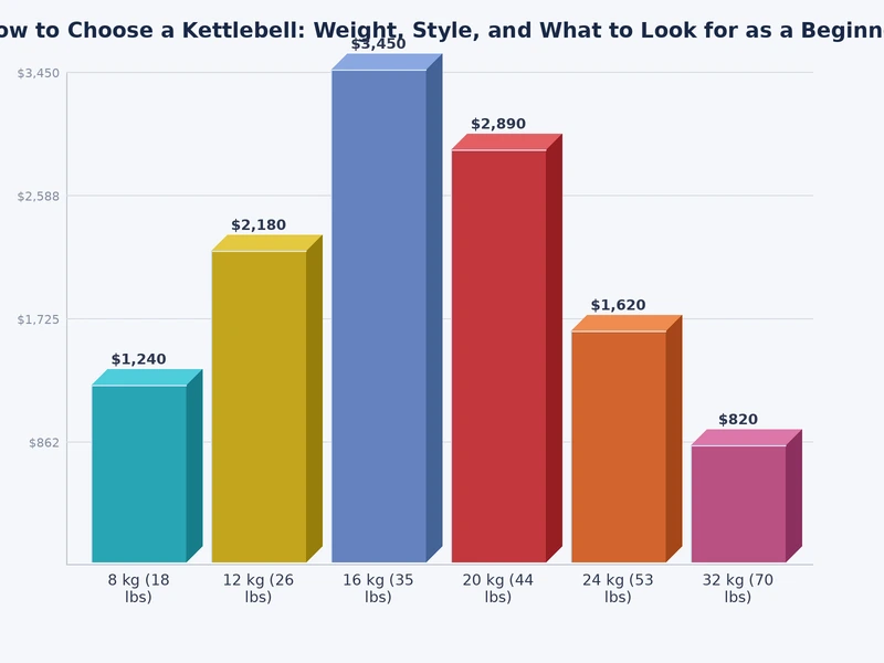 Bar chart showing recommended kettlebell starting weights by user profile and fitness level