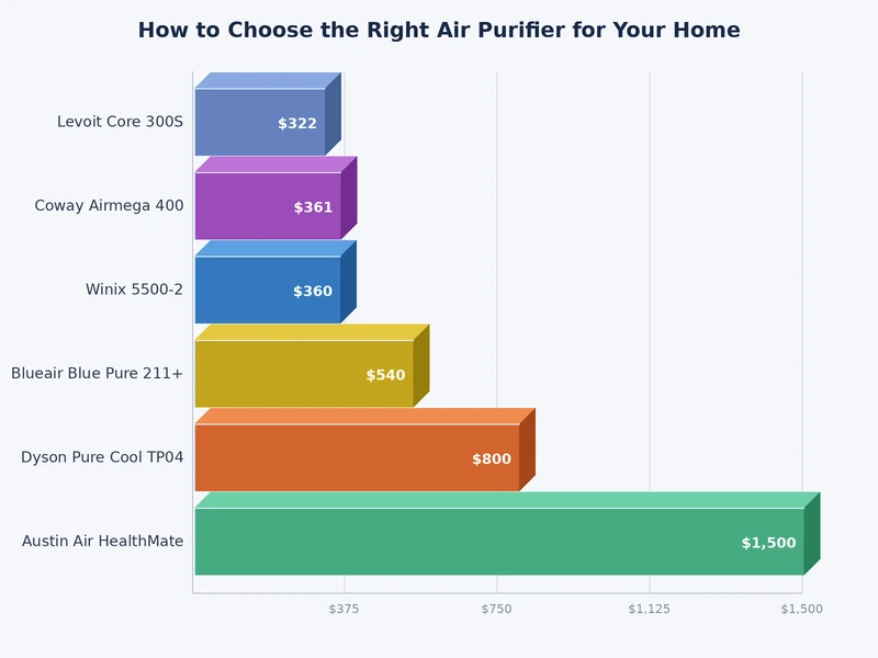 bar chart comparing CADR ratings across air purifier size categories for home use