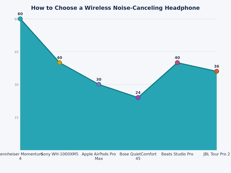 bar chart comparing ANC attenuation levels in decibels across wireless headphone price tiers