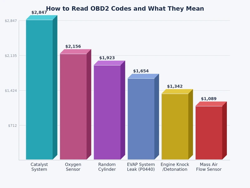 Chart showing distribution of OBD2 diagnostic trouble code categories by system type