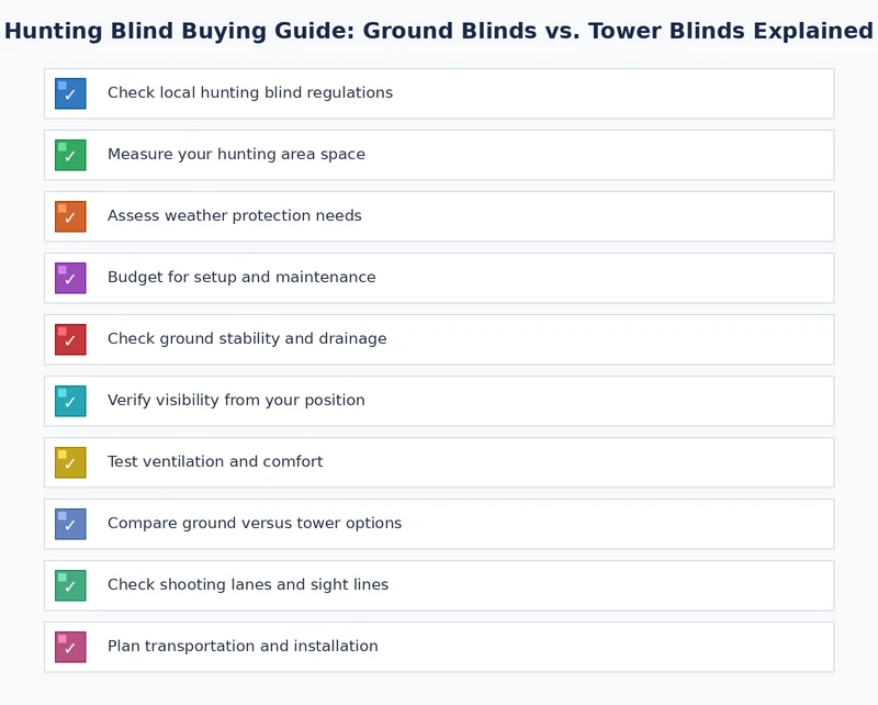 Hunting blind buying guide checklist covering terrain, species, budget, and setup considerations