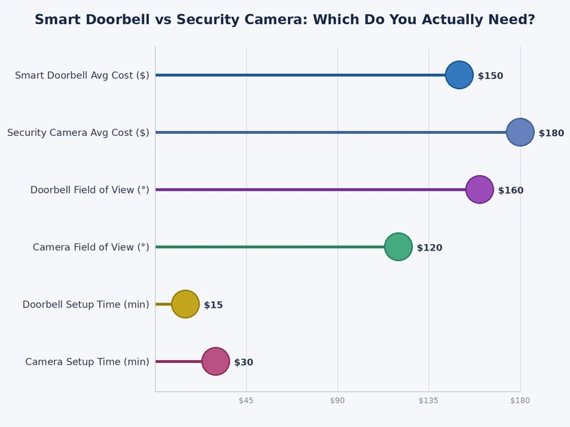 chart comparing smart doorbell vs security camera coverage area field of view and feature overlap