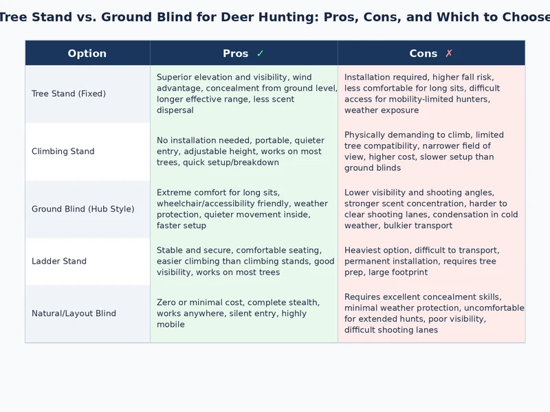 tree stand vs ground blind for deer hunting terrain and season strategy comparison